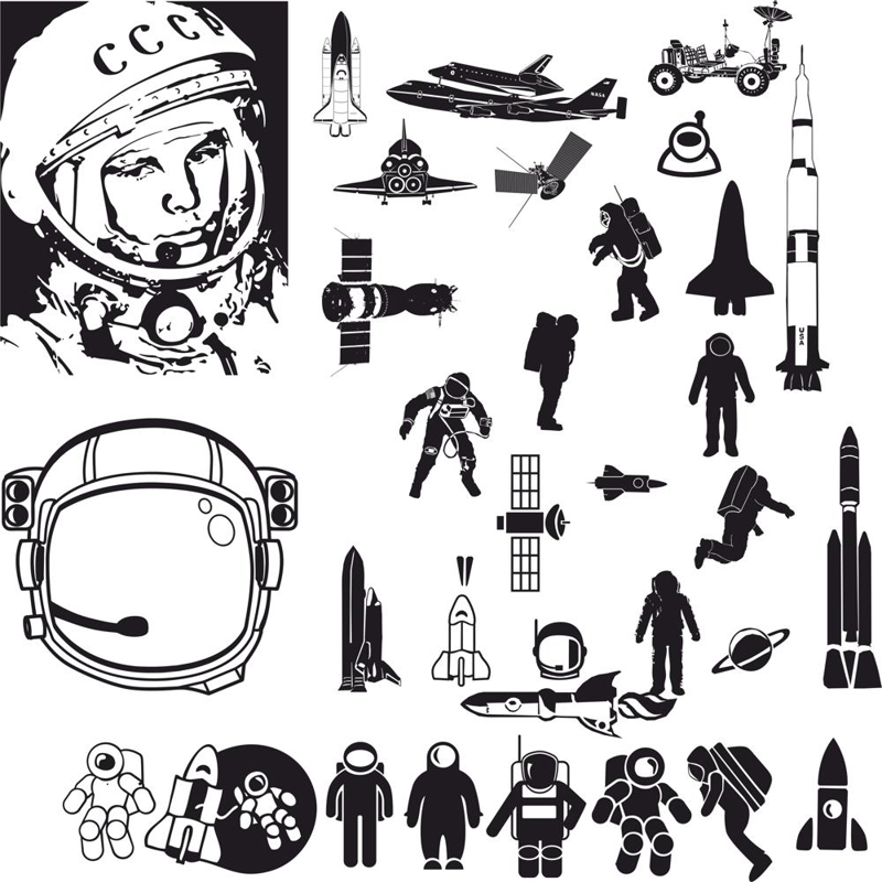 طرح وکتور هنری فضانورد مناسب برای استفاده در دستگاه های cnc چوب و cnc لیزر - astronaut vector art cdr file
