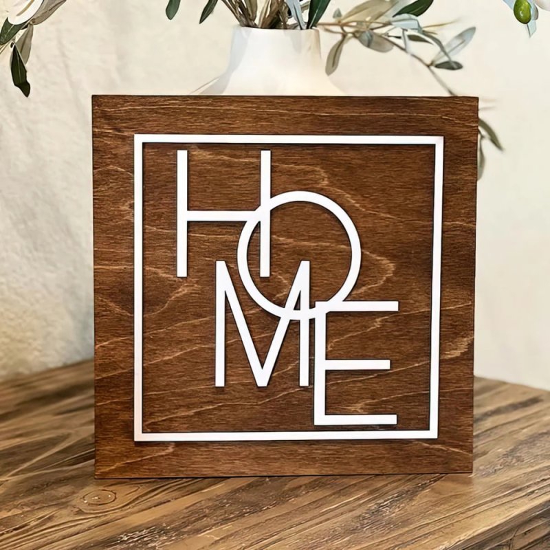 طرح تابلوی مدرن خانه با مناسب برای استفاده در دستگاه های cnc چوب و cnc لیزر - laser cut modern home sign