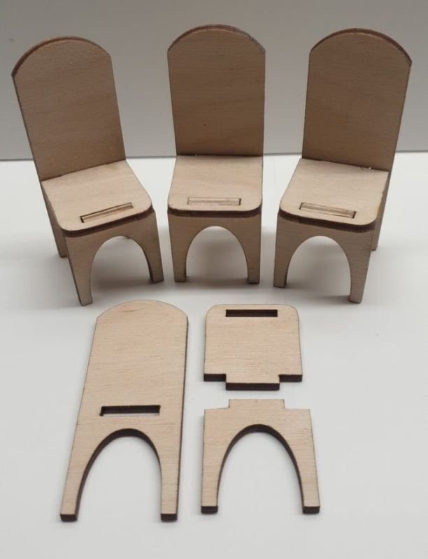 طرح صندلی عروسکی مناسب برای استفاده در دستگاه های cnc چوب و cnc لیزر - laser cut dollhouse chair