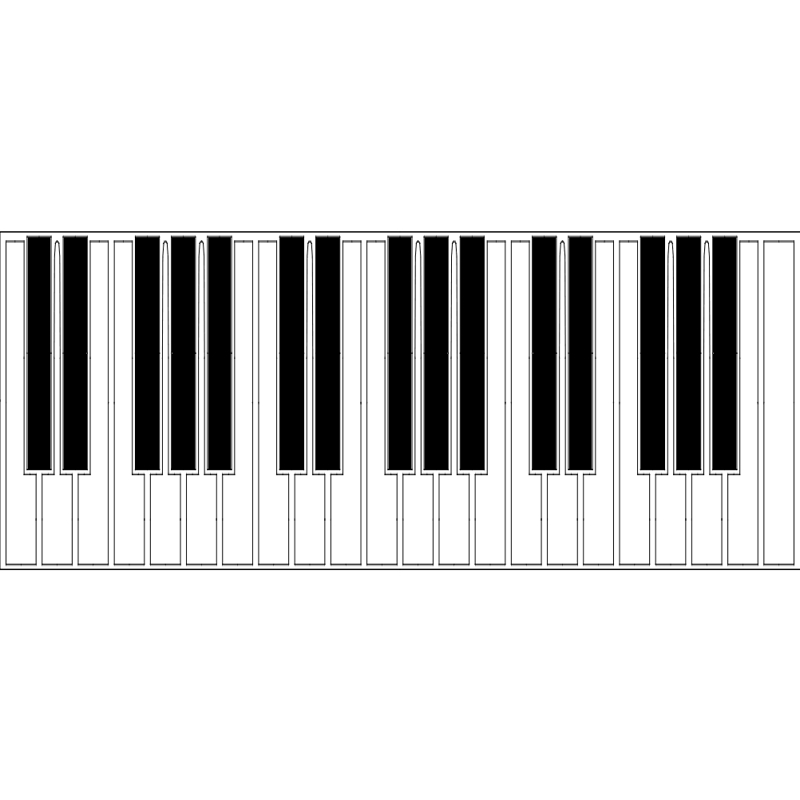 طرح صفحه کلید پیانو مناسب برای استفاده در دستگاه های cnc چوب و cnc لیزر - piano keyboard silhouette dxf file