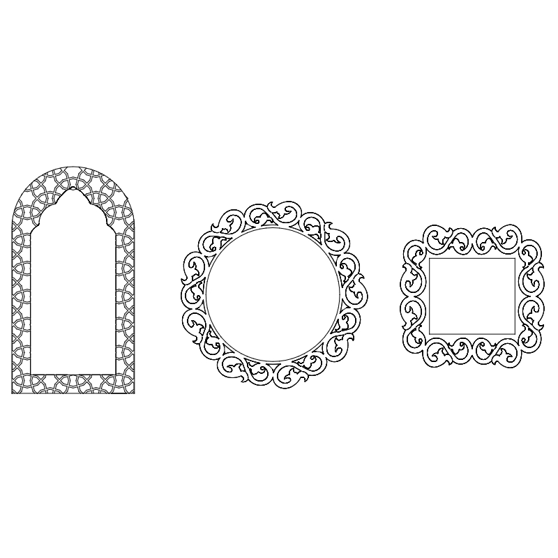 طرح آینه سکاد مناسب برای استفاده در دستگاه های cnc چوب و cnc لیزر - ayna seccade dxf file