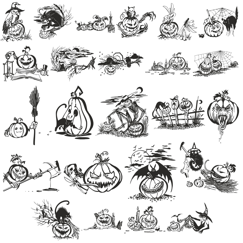 طرح مجموعه وکتور هالووین مناسب برای استفاده در دستگاه های cnc چوب و cnc لیزر - halloween vector collection cdr file