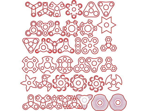 طرح فیجت اسپینر مناسب برای استفاده در دستگاه های cnc چوب و cnc لیزر - laser cut fidget spinners dxf file