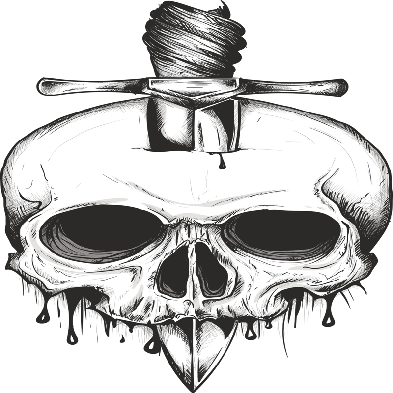 طرح جمجمه شمشیر مناسب برای استفاده در دستگاه های cnc چوب و cnc لیزر - sword skull print cdr file