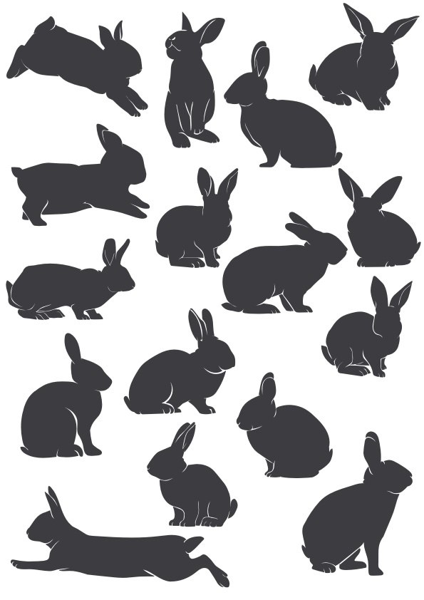 طرح وکتور طرح خرگوش (silhouette) مناسب برای استفاده در دستگاه های cnc چوب و cnc لیزر - rabbit silhouette vectors cdr file
