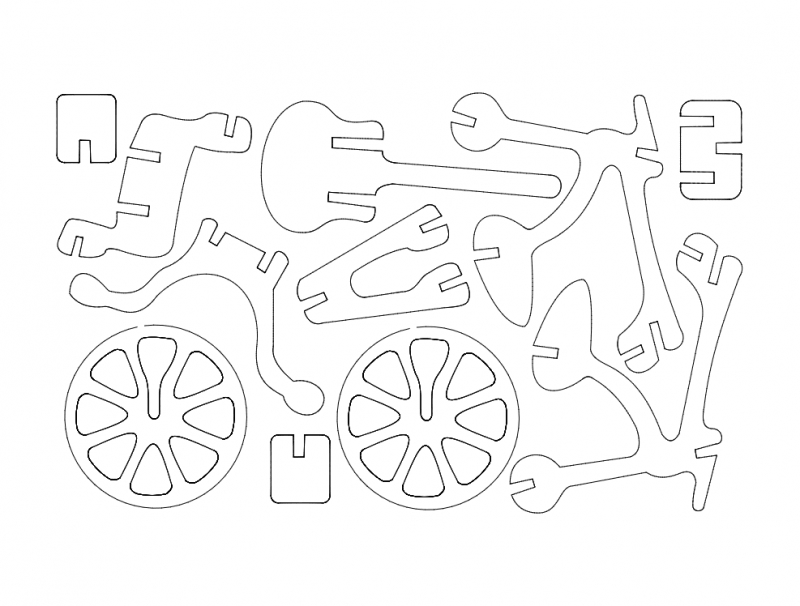 طرح دوچرخه مناسب برای استفاده در دستگاه های cnc چوب و cnc لیزر - bicicleta bicycle dxf file