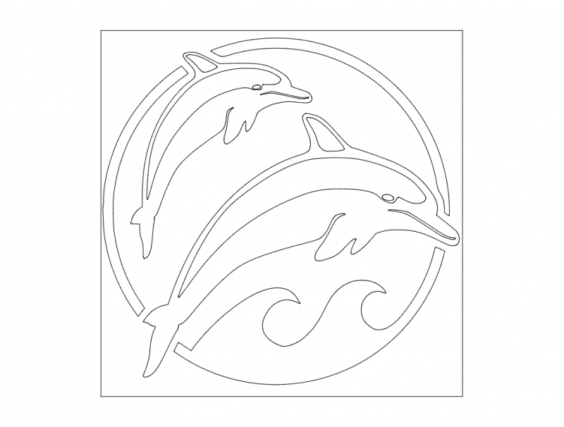 طرح دلفین ها مناسب برای استفاده در دستگاه های cnc چوب و cnc لیزر - dolphins dxf file