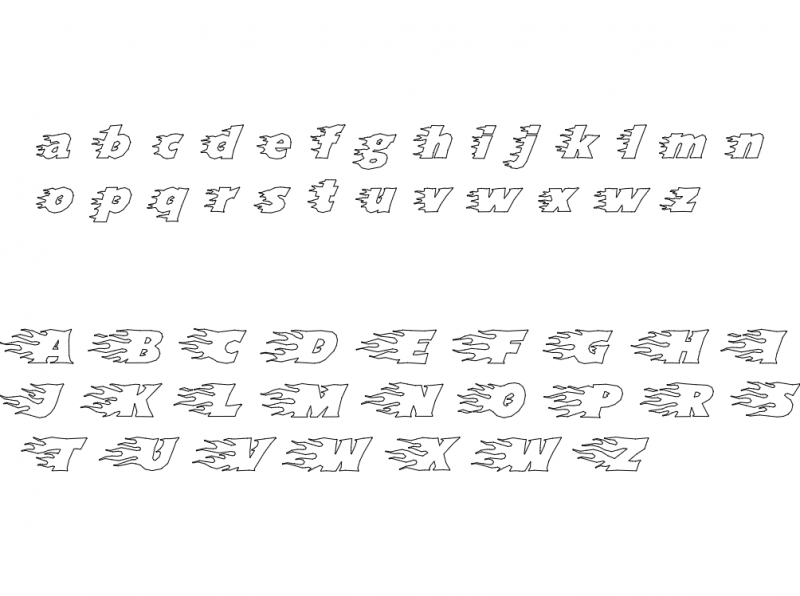 طرح فونت شعله‌های آتش مناسب برای استفاده در دستگاه های cnc چوب و cnc لیزر - flames font dxf file