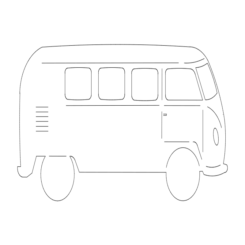 طرح اتوبوس فولکس واگن مناسب برای استفاده در دستگاه های cnc چوب و cnc لیزر - volkswagen bus dxf file