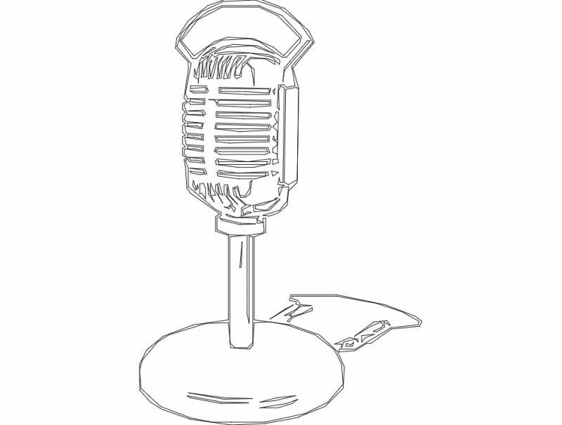 طرح میکروفون رادیو قدیمی مدل hg wht مناسب برای استفاده در دستگاه های cnc چوب و cnc لیزر - old fashion radio microphone hg wht dxf file