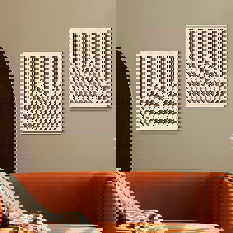 طرح دکور دیواری هنری چوبی هندسی مناسب برای استفاده در دستگاه های cnc چوب و cnc لیزر - laser cut geometric wood art wall decor