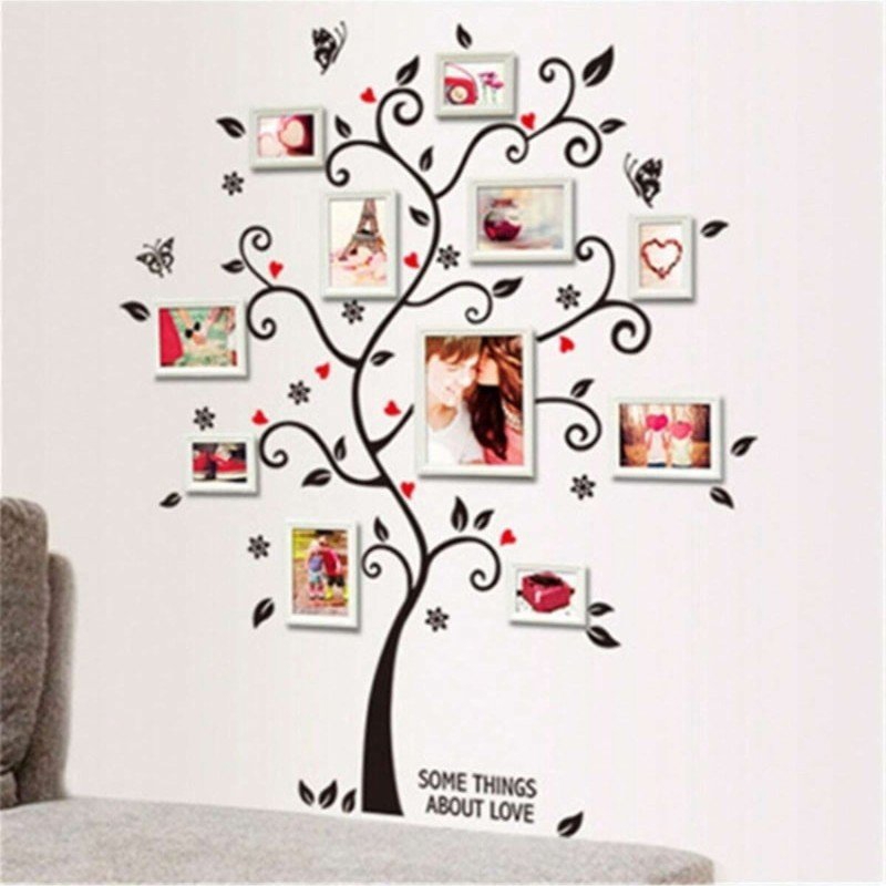طرح قاب عکس دیواری طرح درخت مناسب برای استفاده در دستگاه های cnc چوب و cnc لیزر - laser cut tree wall sticker picture frame