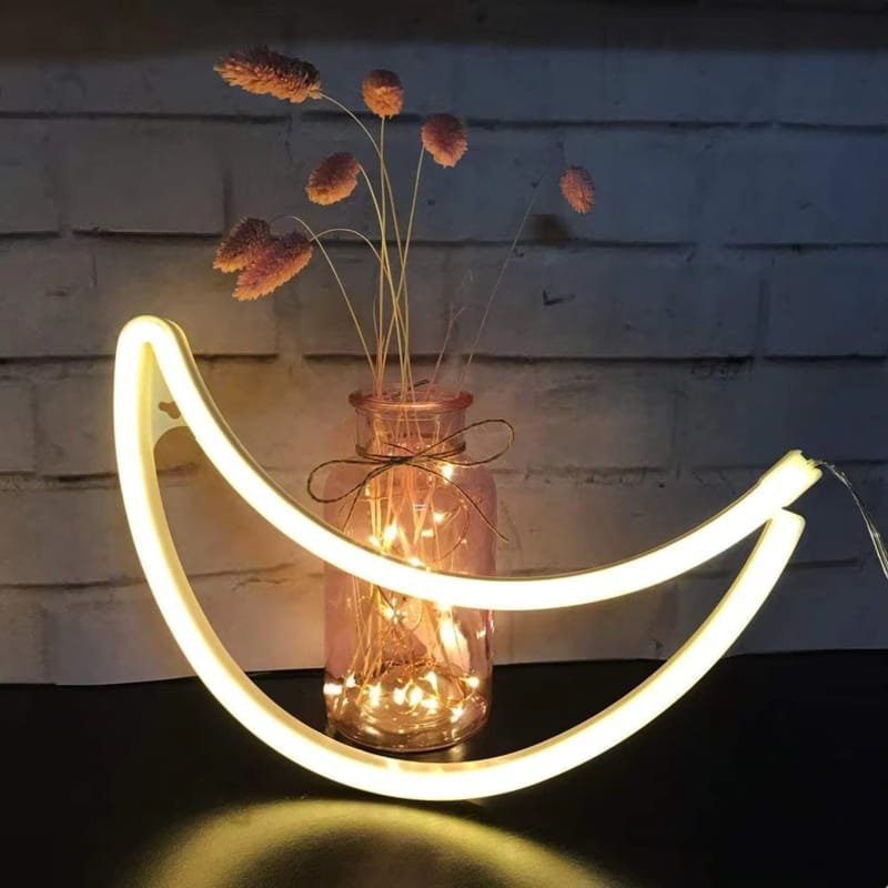 طرح چراغ تزئینی ماه ، چراغ نئون LED ماه مناسب برای استفاده در دستگاه های cnc چوب و cnc لیزر - laser cut moon shaped decor light moon led neon light