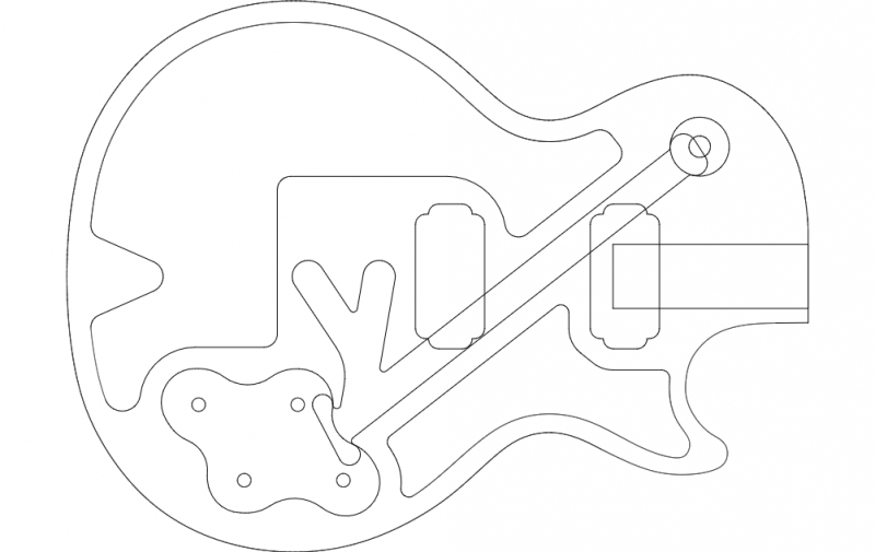 طرح وکتور طرح گیتار مناسب برای استفاده در دستگاه های cnc چوب و cnc لیزر - guitar vector art dxf file