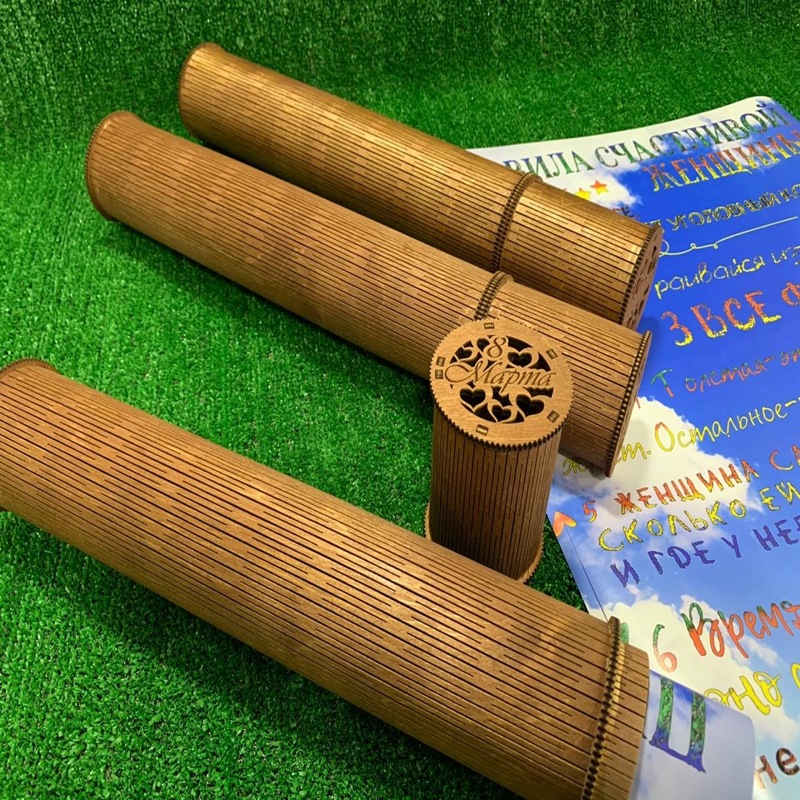 طرح جعبه کادویی لوله ای مناسب برای استفاده در دستگاه های cnc چوب و cnc لیزر - laser cut tube gift box cdr file