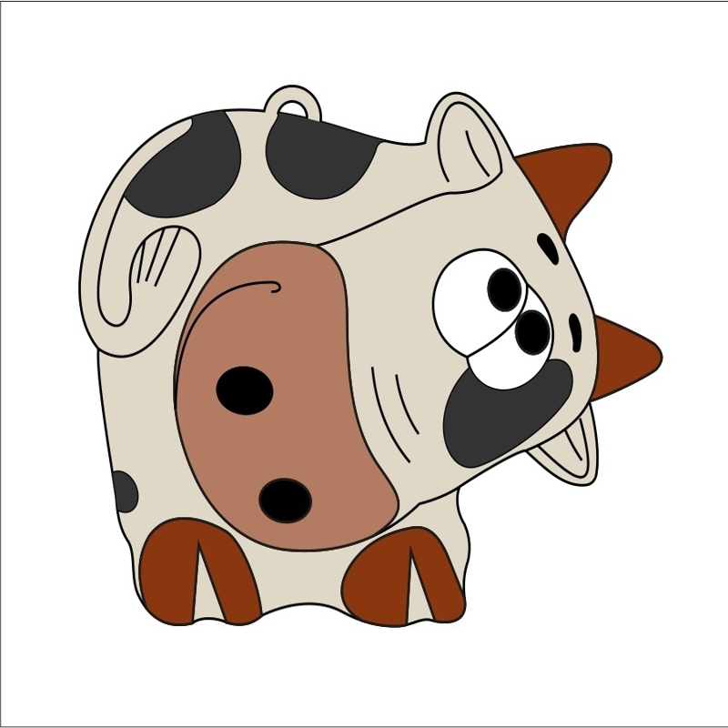 طرح جاکلیدی گاو نر بامزه مناسب برای استفاده در دستگاه های cnc چوب و cnc لیزر - laser cut funny bull keychain cdr file