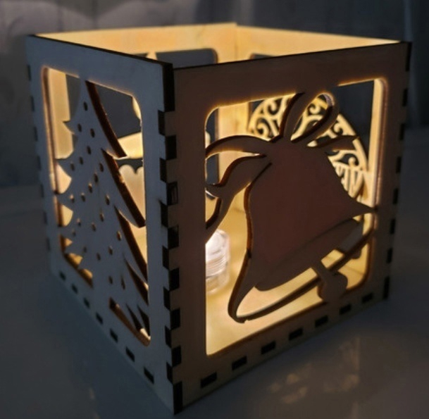 طرح جا شمعی کریسمس مناسب برای استفاده در دستگاه های cnc چوب و cnc لیزر - laser cut christmas candle holder cdr file