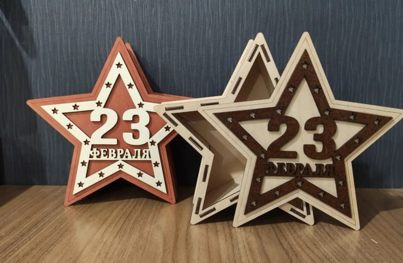 طرح جعبه کادو به شکل ستاره مناسب برای استفاده در دستگاه های cnc چوب و cnc لیزر - laser cut star shaped gift box cdr file