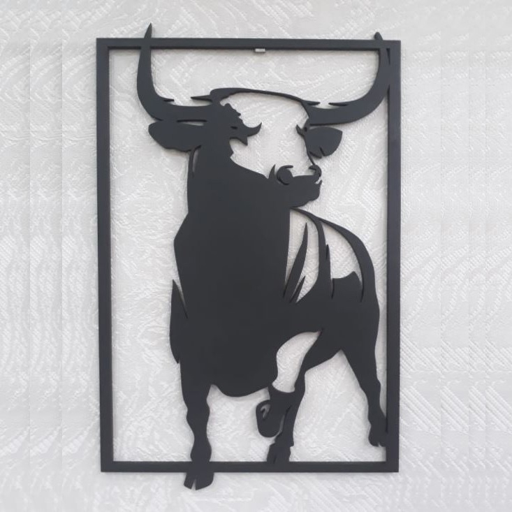 طرح تزیین دیوار گاو نر مناسب برای استفاده در دستگاه های cnc چوب و cnc لیزر - laser cut bull wall decor cdr file