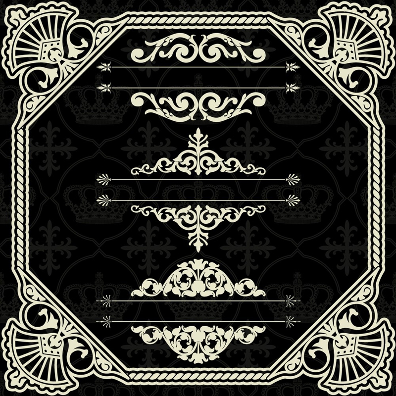 طرح قاب حاشیه هنری با زیورآلات مناسب برای استفاده در دستگاه های cnc چوب و cnc لیزر - art border frame with ornaments eps file