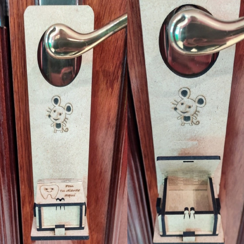 طرح آویز درب طرح دندان پری مناسب برای استفاده در دستگاه های cnc چوب و cnc لیزر - laser cut tooth fairy door hanger dxf file