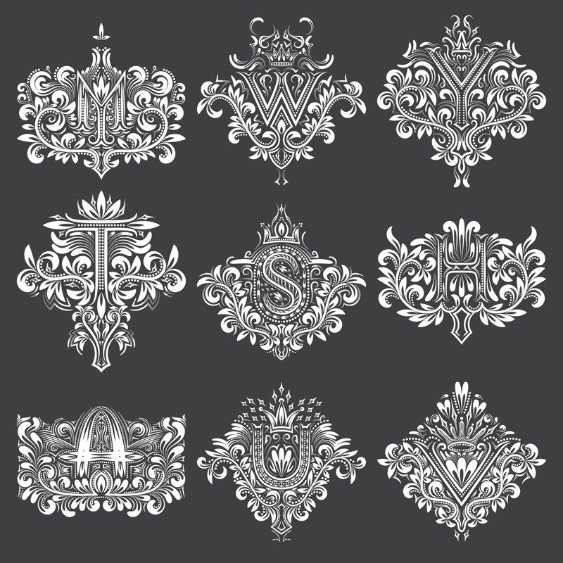 طرح حروف فانتزی گلدار مناسب برای استفاده در دستگاه های cnc چوب و cnc لیزر - floral fancy letters eps file