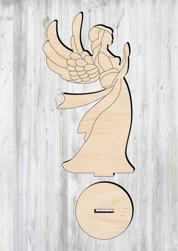 طرح حکاکی لیزری طرح فرشته چوبی مناسب برای استفاده در دستگاه های cnc چوب و cnc لیزر - laser cut wooden angel ornament cdr file