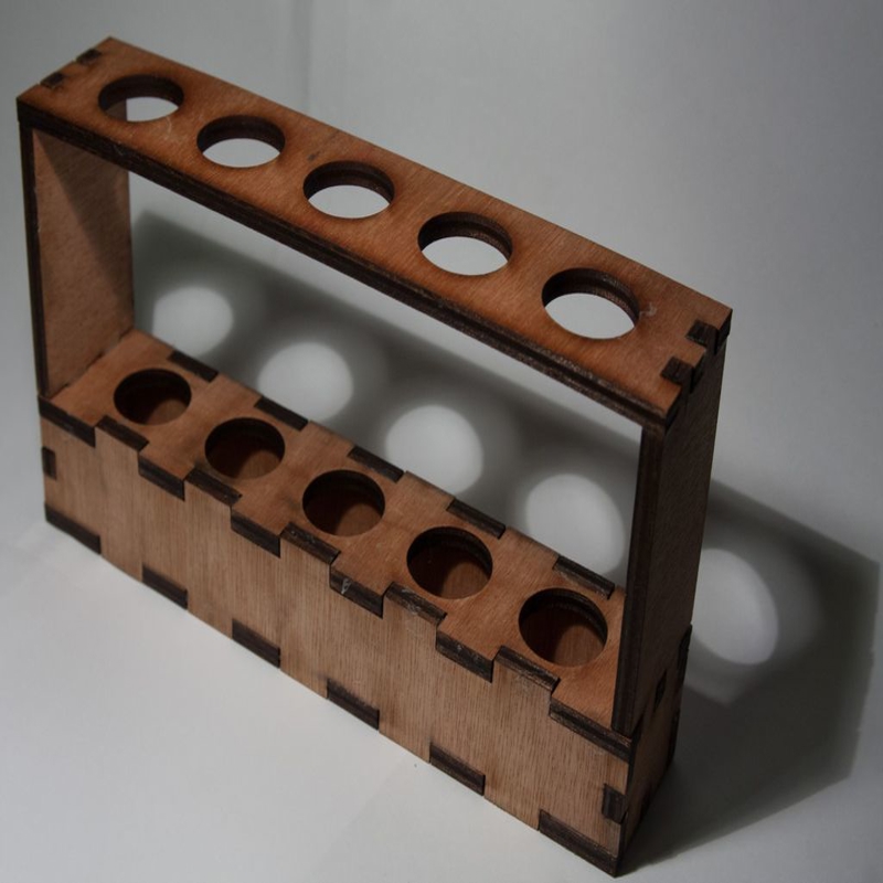 طرح قفسه لوله آزمایش چوبی مناسب برای استفاده در دستگاه های cnc چوب و cnc لیزر - laser cut wood test tube rack dxf file