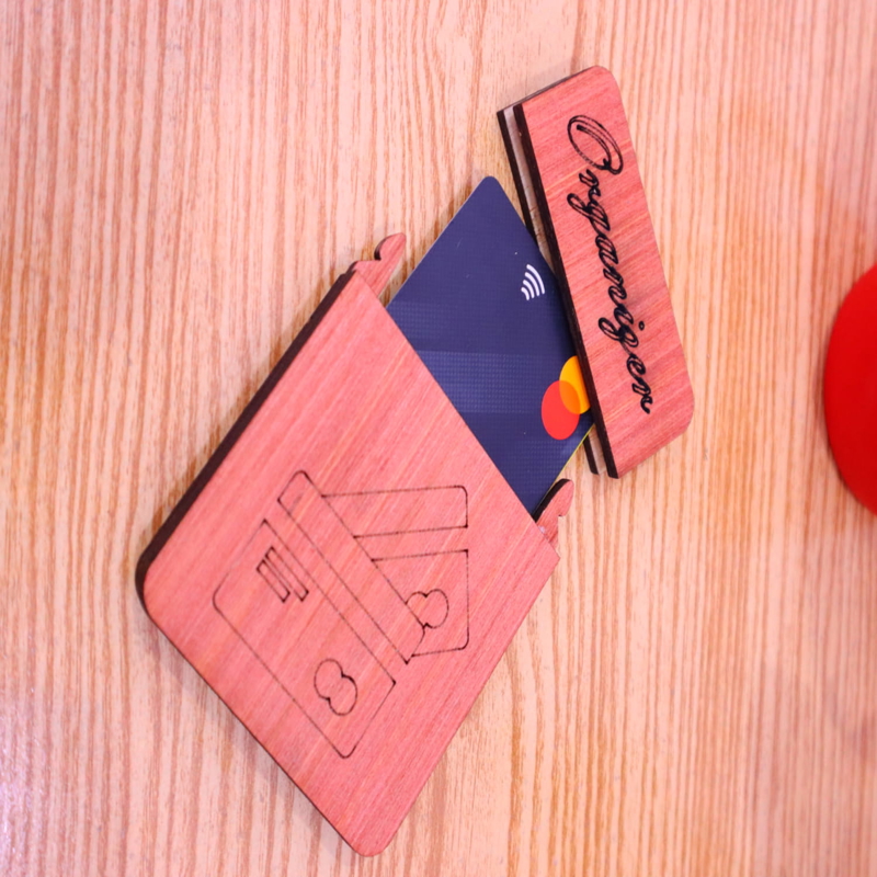طرح جا کارتی چوبی مناسب برای استفاده در دستگاه های cnc چوب و cnc لیزر - laser cut wooden card holder cdr file
