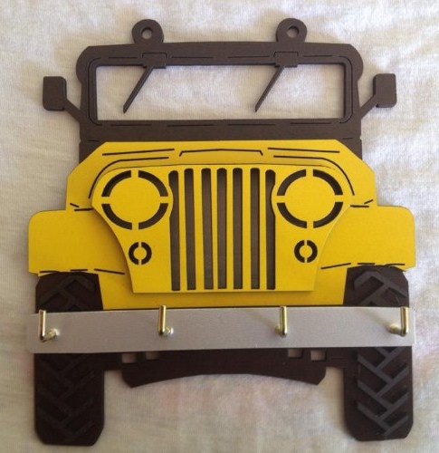 طرح جاکلیدی جیپ 4x4 مناسب برای استفاده در دستگاه های cnc چوب و cnc لیزر - laser cut jeep key holder 4x4 car key hanger cdr file