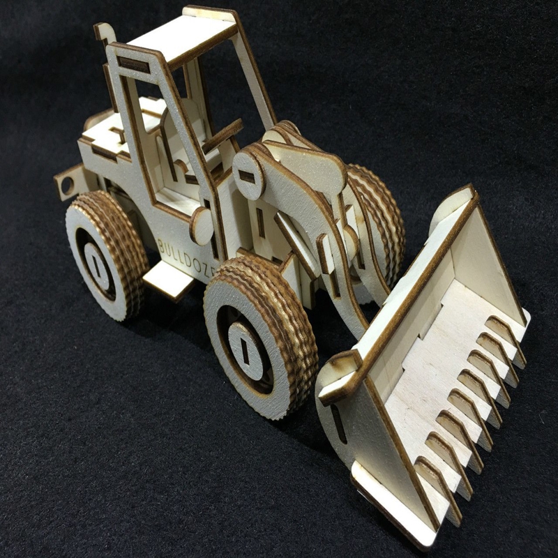 طرح مدل سه بعدی تراکتور بولدوزر مناسب برای استفاده در دستگاه های cnc چوب و cnc لیزر - laser cut 3d model tractor bulldozer dxf file