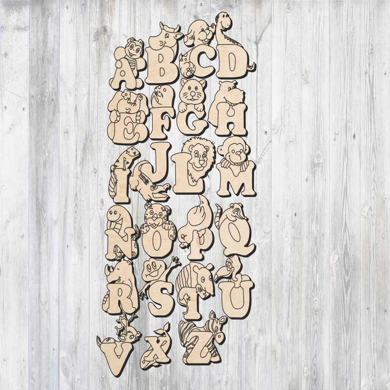 طرح حروف الفبای انگلیسی مناسب برای استفاده در دستگاه های cnc چوب و cnc لیزر - laser cut english letters alphabet shapes cdr file