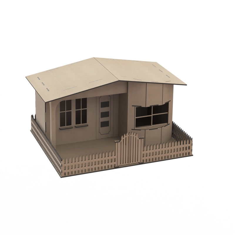 طرح خانه چوبی مناسب برای استفاده در دستگاه های cnc چوب و cnc لیزر - laser cut wooden house template cdr file