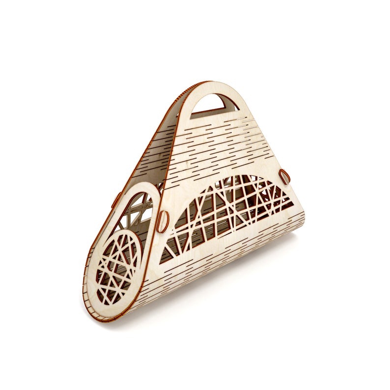 طرح کیف دستی کیف دستی مناسب برای استفاده در دستگاه های cnc چوب و cnc لیزر - laser cut handbag purse tote bag cdr file