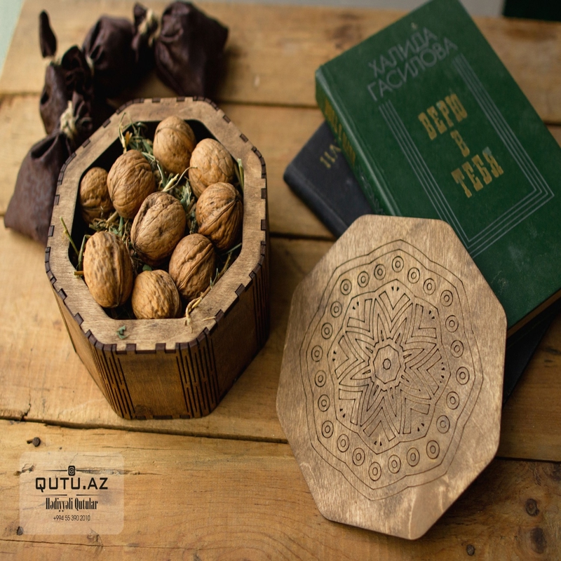 طرح جعبه کادویی چوبی میوه خشک مناسب برای استفاده در دستگاه های cnc چوب و cnc لیزر - laser cut wood dry fruit gift box cdr file