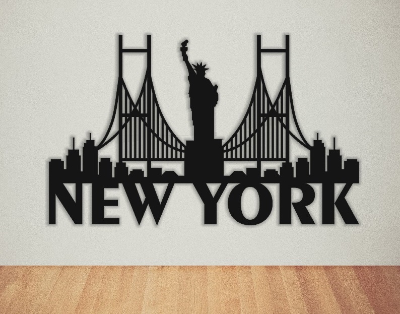 طرح هنری دیواری نیویورک مناسب برای استفاده در دستگاه های cnc چوب و cnc لیزر - laser cut new york wall art dxf file