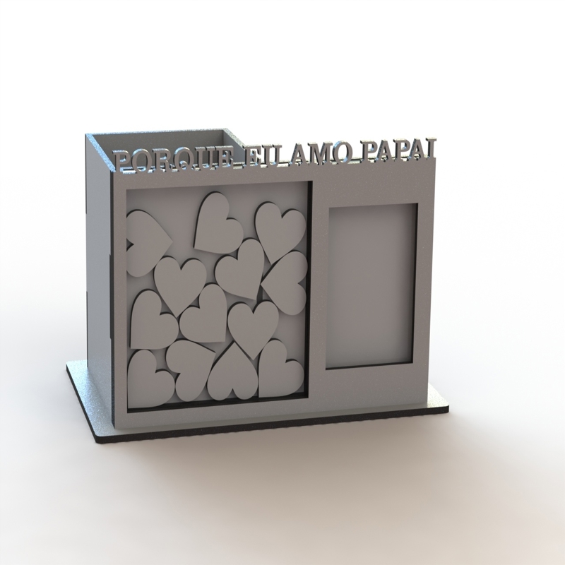 طرح جا خودکاری و قاب عکس مناسب برای استفاده در دستگاه های cnc چوب و cnc لیزر - laser cut pen holder organizer with photo frame wish box cdr file