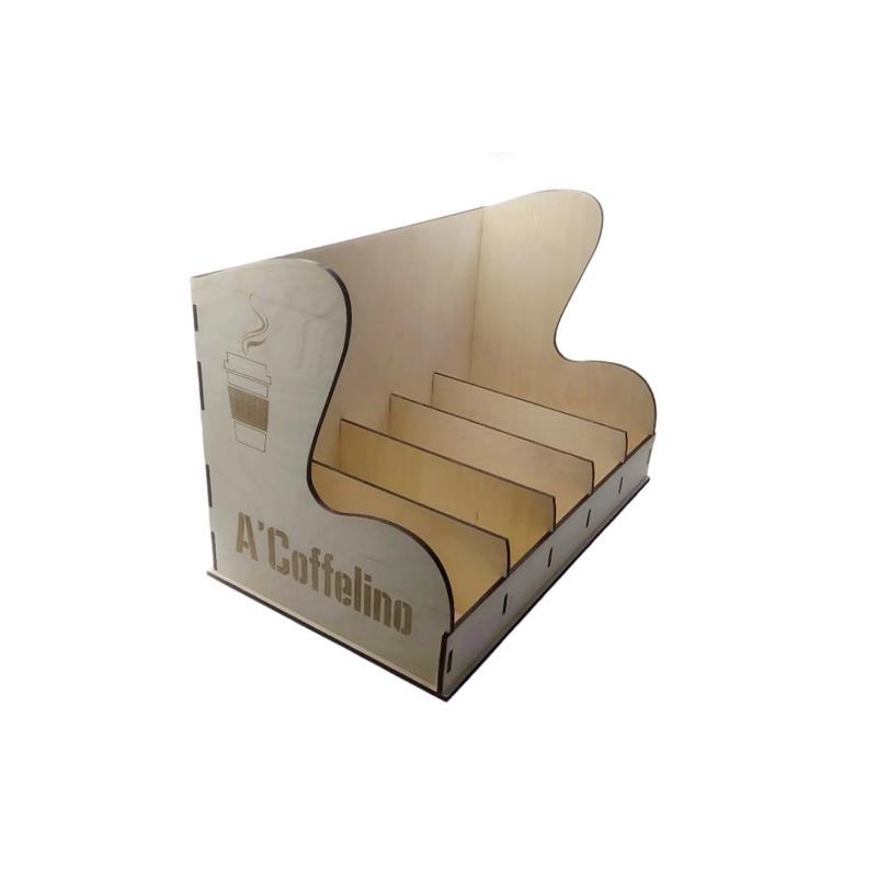 طرح جا لیوانی و فنجان قهوه مناسب برای استفاده در دستگاه های cnc چوب و cnc لیزر - laser cut coffee cup organizer storage rack cdr file