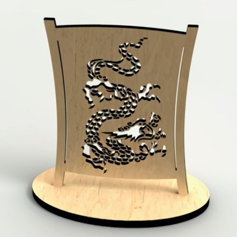 طرح پایه اژدها مناسب برای استفاده در دستگاه های cnc چوب و cnc لیزر - laser cut dragon stand cdr file