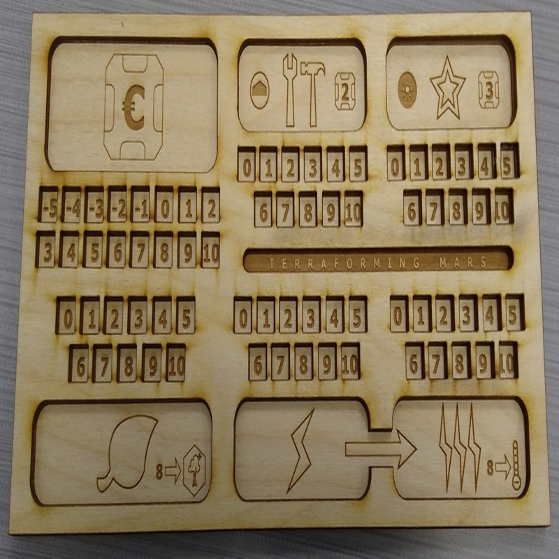 طرح دستگاه زمین‌گردان مریخ مناسب برای استفاده در دستگاه های cnc چوب و cnc لیزر - laser cut terraforming mars player mat dxf file