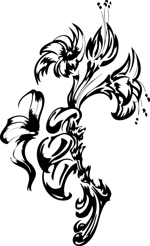 طرح فایل ai خالکوبی گل مناسب برای استفاده در دستگاه های cnc چوب و cnc لیزر - flowers tattoo ai file