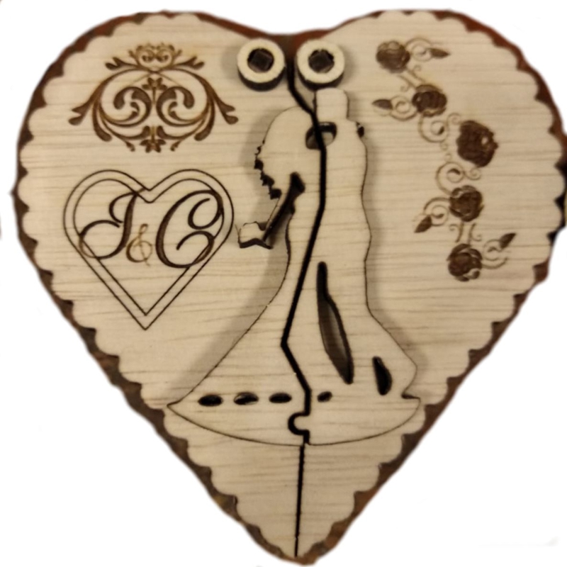 طرح جعبه حلقه های قلبی مناسب برای استفاده در دستگاه های cnc چوب و cnc لیزر - laser cut heart rings box cdr file