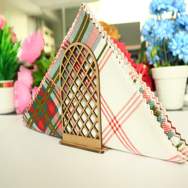 طرح جا دستمال کاغذی چوبی عمودی، مناسب برای استفاده در دستگاه های cnc چوب و cnc لیزر - laser cut wooden pattern vertical napkin holder cdr file