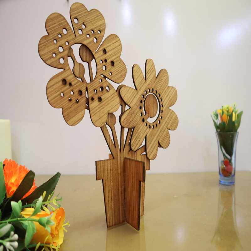 طرح سه بعدی گل های چوبی مناسب برای استفاده در دستگاه های cnc چوب و cnc لیزر - laser cut wooden flowers decor 3mm cdr file