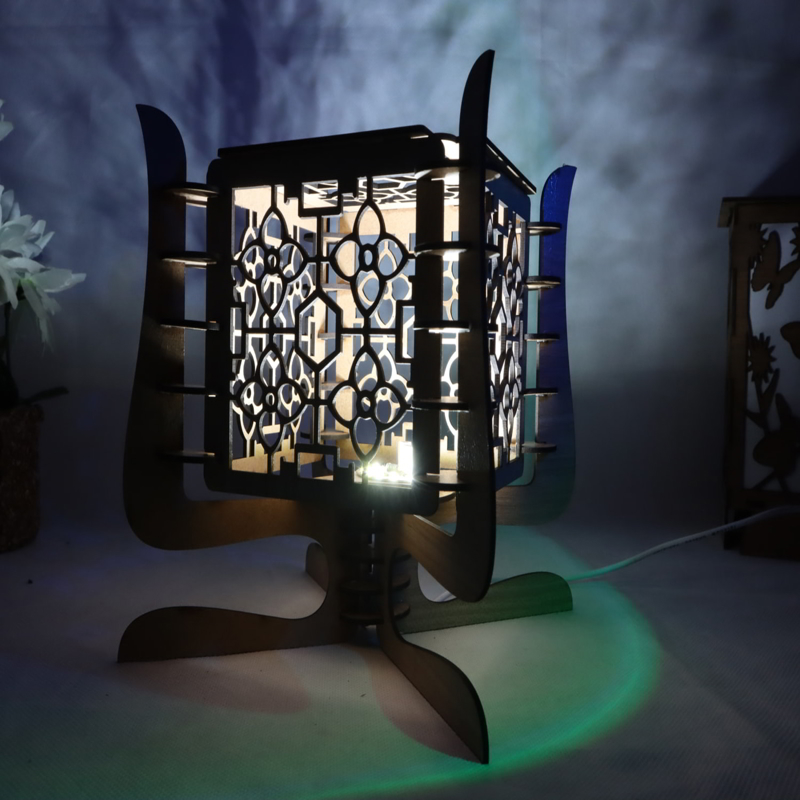 طرح سه بعدی چراغ رومیزی چوبی مدرن مناسب برای استفاده در دستگاه های cnc چوب و cnc لیزر - laser cut contemporary wooden table lamp 3mm cdr file