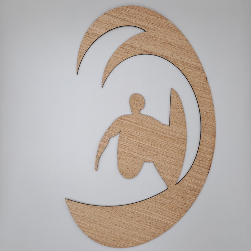 طرح چوب موج‌سوار ناتمام مناسب برای استفاده در دستگاه های cnc چوب و cnc لیزر - laser cut surfer unfinished wood shape cdr file