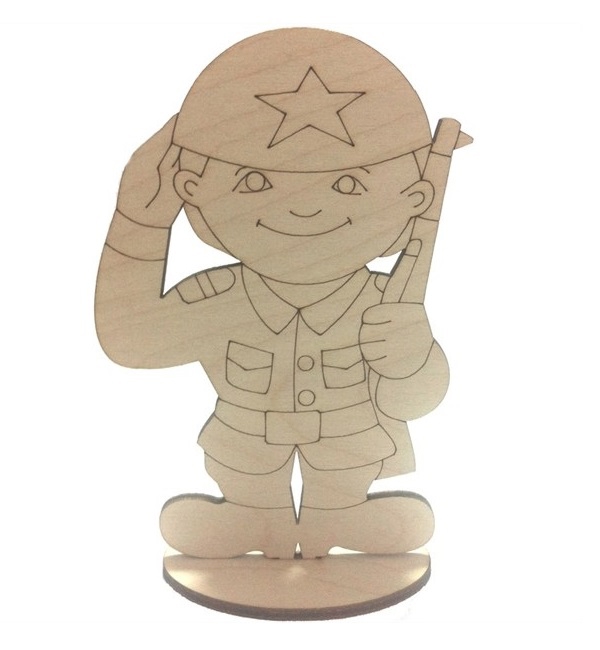 طرح سرباز اسباب بازی ایستاده مناسب برای استفاده در دستگاه های cnc چوب و cnc لیزر - laser cut toy soldier stand up decoration cdr file