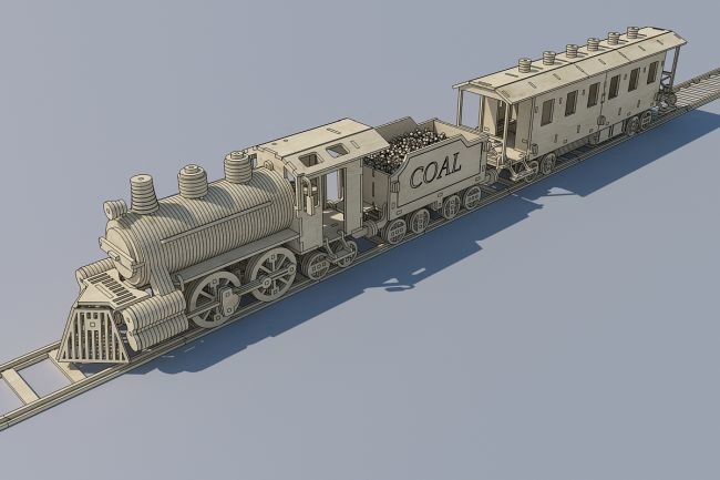 طرح قطار چوبی لوکوموتیو مناسب برای استفاده در دستگاه های cnc چوب و cnc لیزر - laser cut wooden train locomotive cdr file