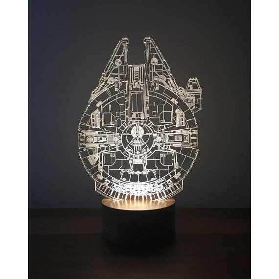طرح لامپ سه بعدی میلنیوم فالکون مناسب برای استفاده در دستگاه های cnc چوب و cnc لیزر - millenium falcon 3d lamp cdr file