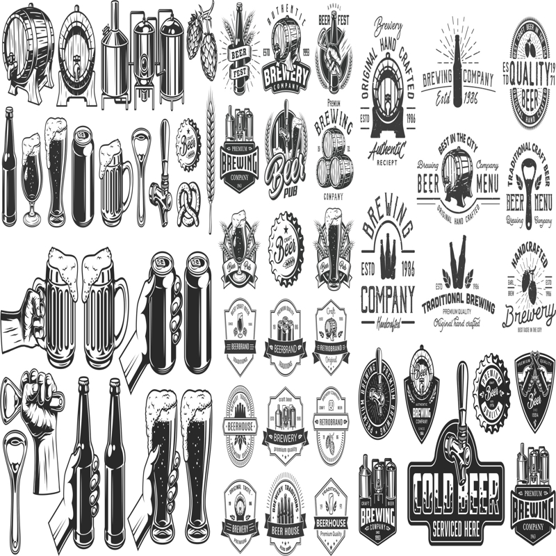 طرح المان‌های نوشابهی قدیمی مناسب برای استفاده در دستگاه های cnc چوب و cnc لیزر - retro beer elements cdr file